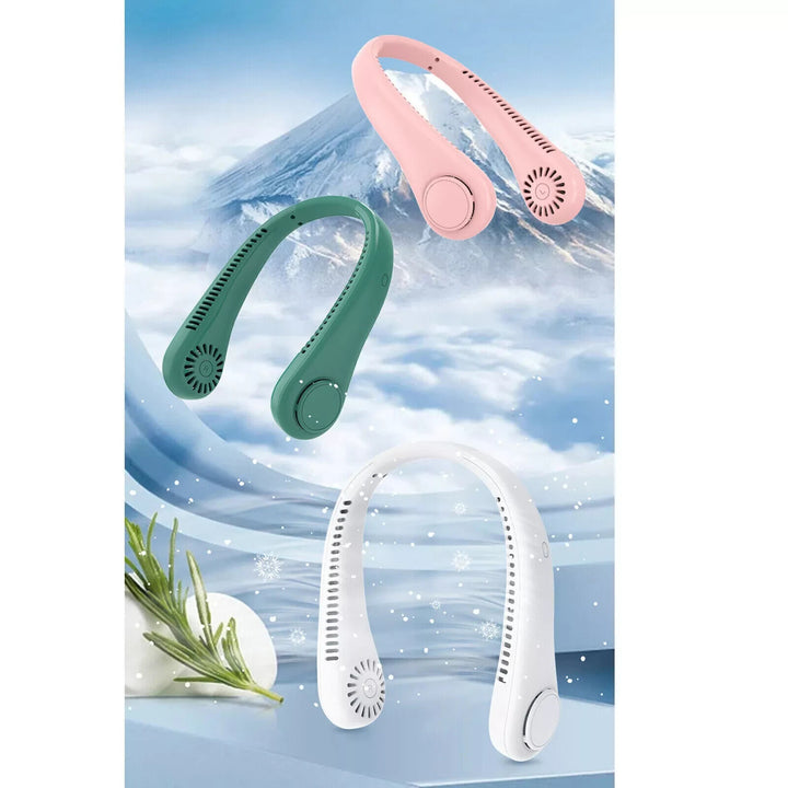 Mini Neck Fan Portable Hanging USB Rechargeable Bladeless Cooling Air Cooler
