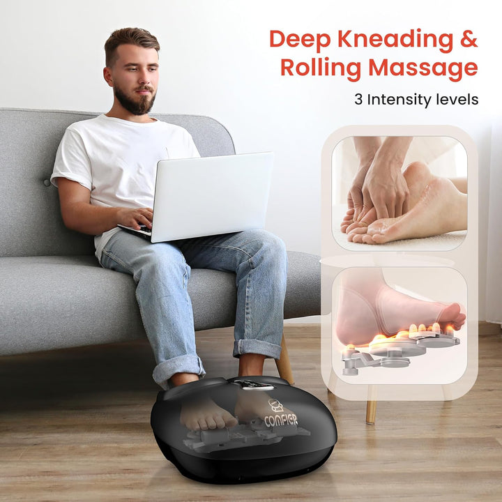 Foot Massager Machine with Heat, Shiatsu Feet Massager, Foot Warmer, Remote Control, Customizable Settings for Home Office Use, Gifts for Women Men