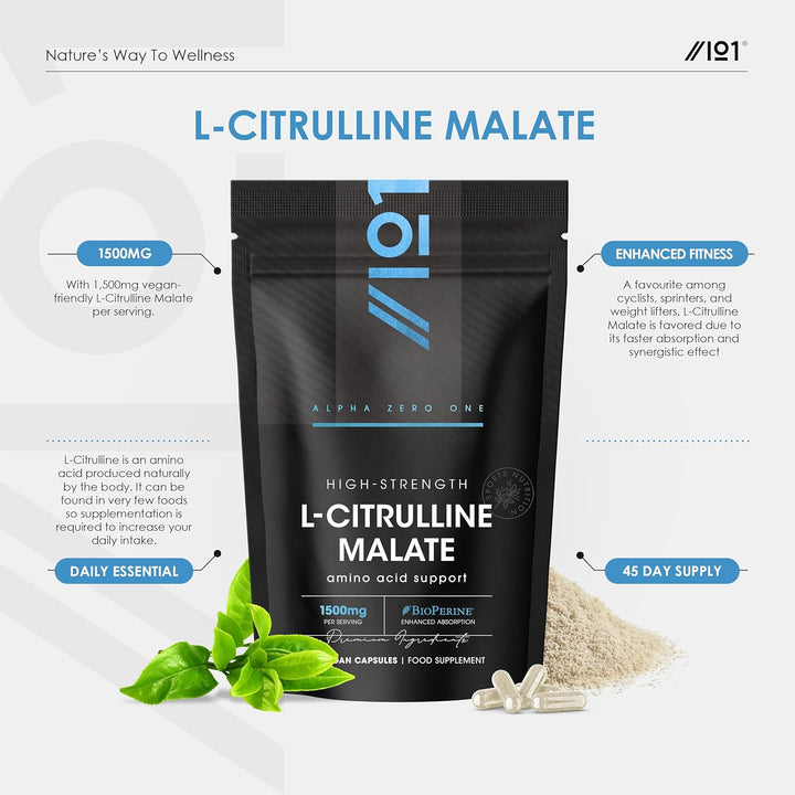 L-Citrulline Malate 1500Mg with Bioperine® - 90 Vegan Capsules - High Strength F