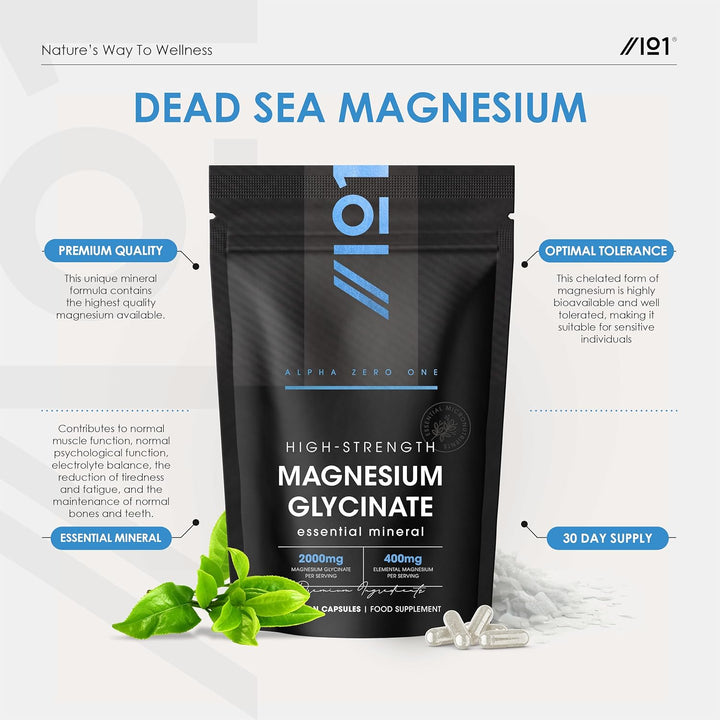 Magnesium Glycinate 2000Mg – 400Mg Elemental Chelated Magnesium – 90 Vegan Capsu