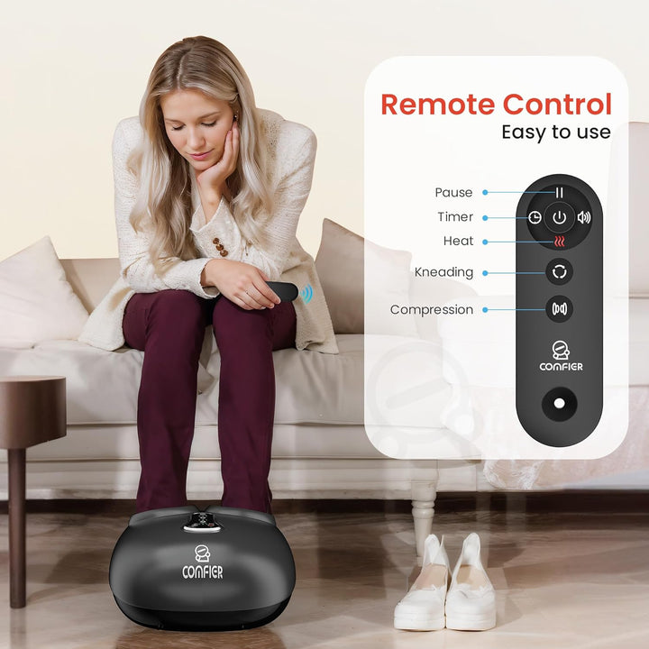 Foot Massager Machine with Heat, Shiatsu Feet Massager, Foot Warmer, Remote Control, Customizable Settings for Home Office Use, Gifts for Women Men