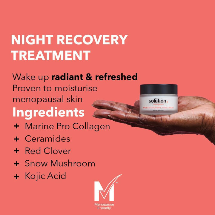 The Solution Menopause Night Recovery Treatment (50Ml). Dermatologically Tested Night Face Cream for Women, Hydrating Night Cream for Women anti Aging, Vegan & Cruelty Free Face Cream for Mature Skin