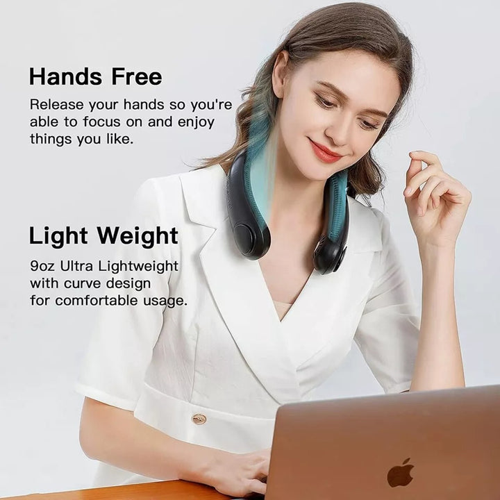 Mini Neck Fan Portable Hanging USB Rechargeable Bladeless Cooling Air Cooler