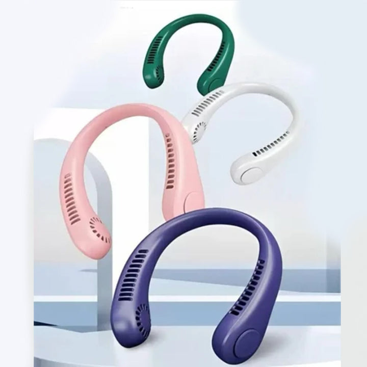 Mini Neck Fan Portable Hanging USB Rechargeable Bladeless Cooling Air Cooler