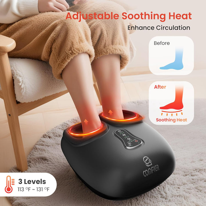 Foot Massager Machine with Heat, Shiatsu Feet Massager, Foot Warmer, Remote Control, Customizable Settings for Home Office Use, Gifts for Women Men