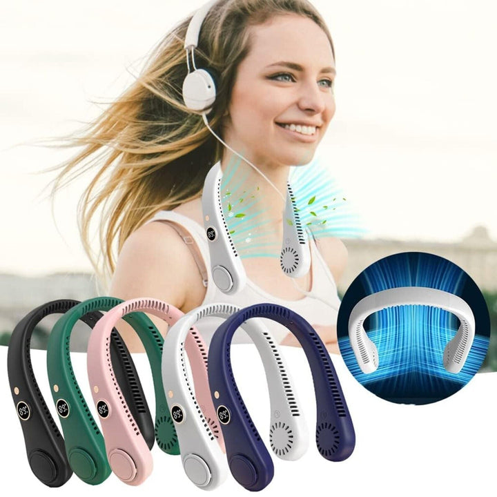 Mini Neck Fan Portable Hanging USB Rechargeable Bladeless Cooling Air Cooler