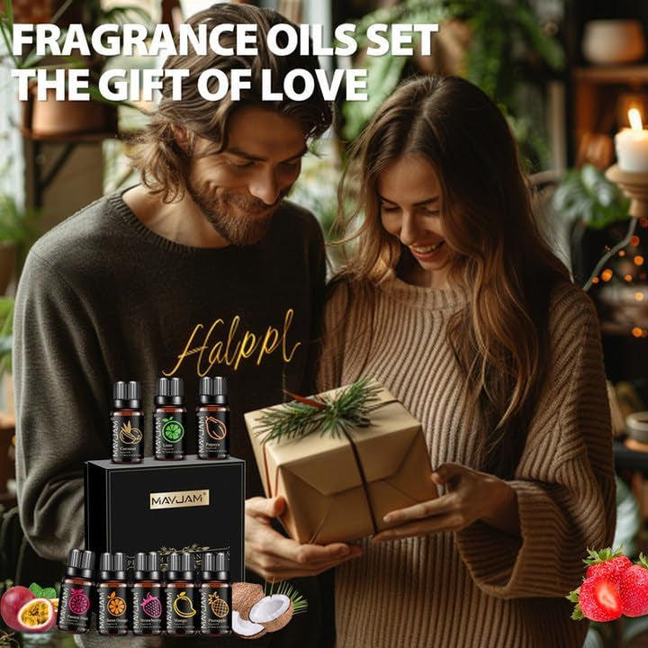 MAYJAM Fruity Fragrance Essential Oils Set 8 X 10ML, Fruits Scented Oils for Dif