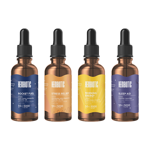 Hembiotic 5000mg Broad-Spectrum Bulk Functional CBD Oil - 50ml (Buy 1 Get 1 Free)