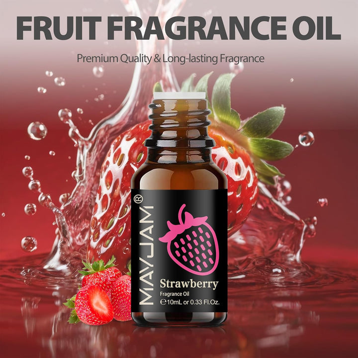 MAYJAM Fruity Fragrance Essential Oils Set 8 X 10ML, Fruits Scented Oils for Dif