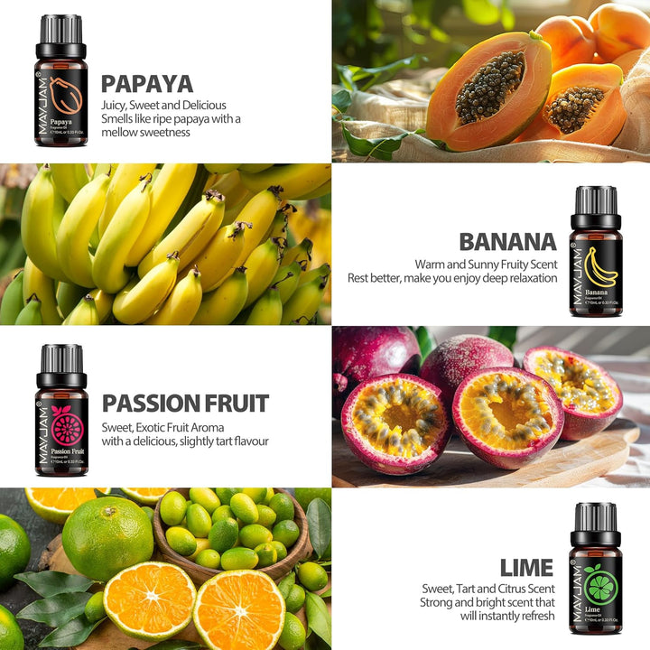 MAYJAM Fruity Fragrance Essential Oils Set 8 X 10ML, Fruits Scented Oils for Dif