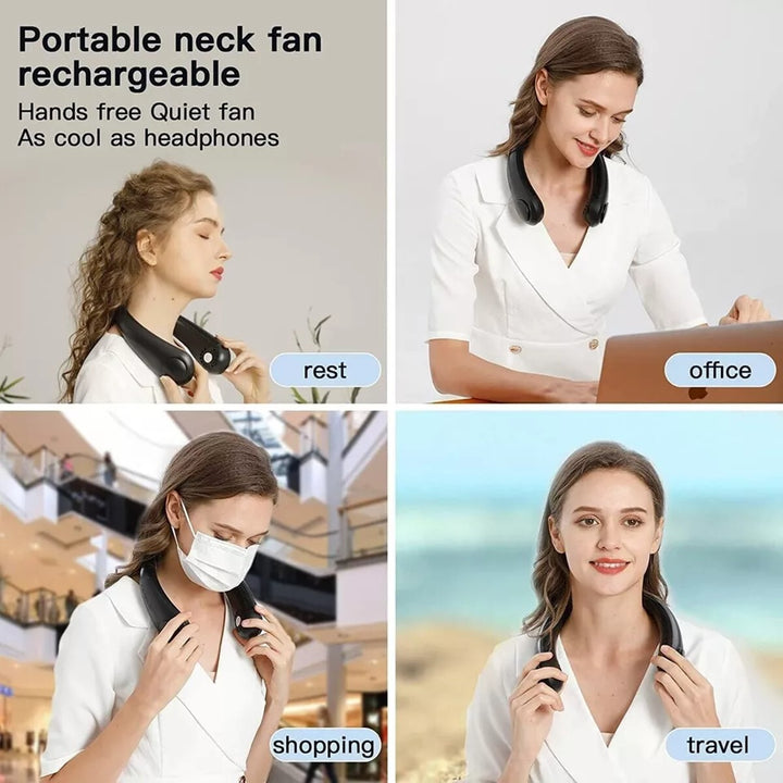 Mini Neck Fan Portable Hanging USB Rechargeable Bladeless Cooling Air Cooler