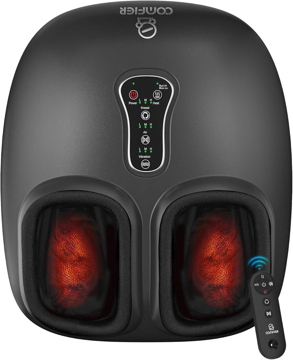 Foot Massager Machine with Heat, Shiatsu Feet Massager, Foot Warmer, Remote Control, Customizable Settings for Home Office Use, Gifts for Women Men