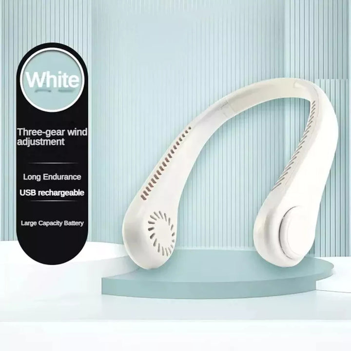Mini Neck Fan Portable Hanging USB Rechargeable Bladeless Cooling Air Cooler